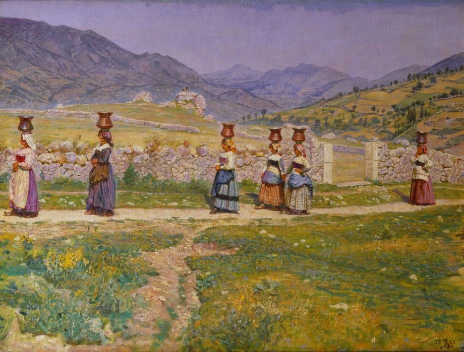 Kristian Zahrtmann - Ragazze che trasportano acqua, 1889, Collezione Hirschsprung, Copenaghen